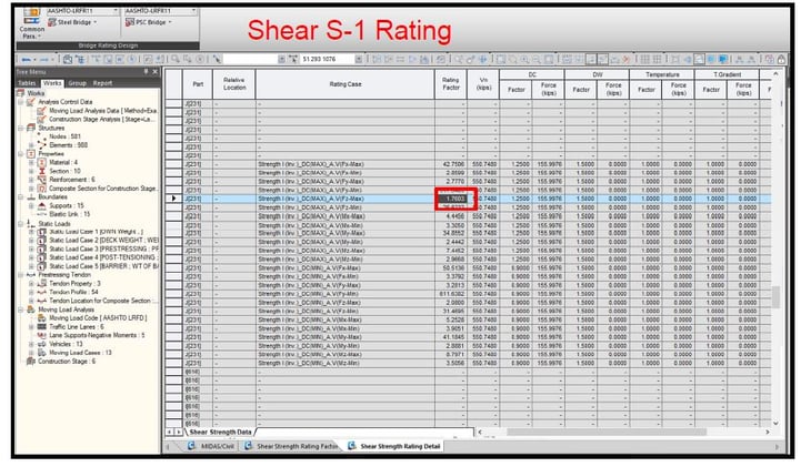 Rating factor from midas Civil 2