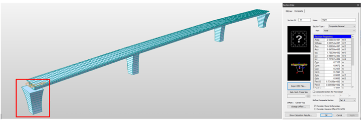 Figure 4-4. Third model and imported section properties