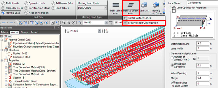 Figure 4-5. Moving Load Optimization with surface load lane