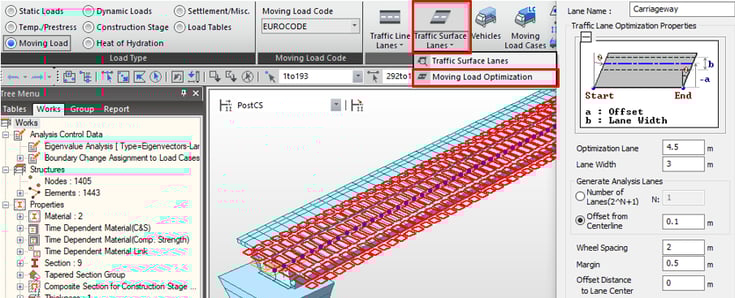 Figure 4-5. Moving Load Optimization with surface load lane