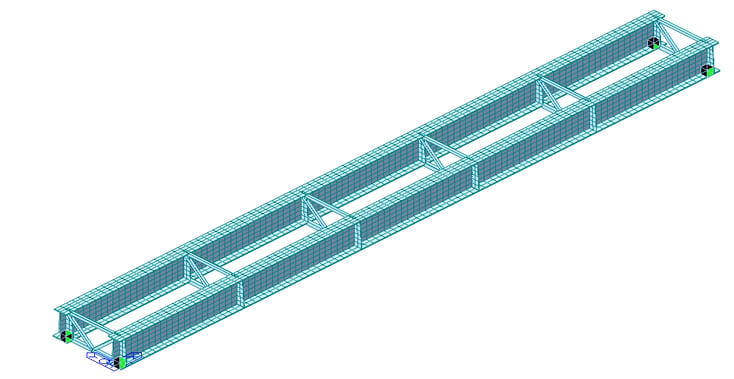 Finite Element Model with simply supported pair of girders