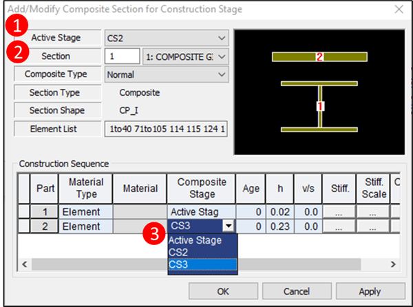 Figure 3.2 Add Composite Section for Construction Stage