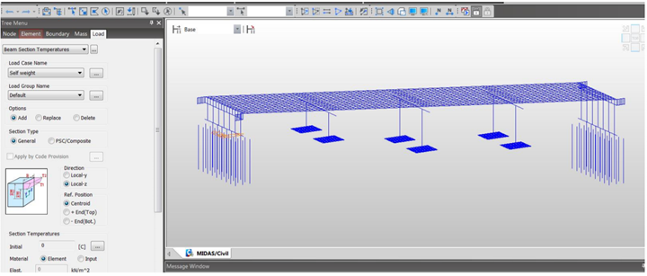 Figure 19: Application of Temperature Gradient Load in Midas Civil