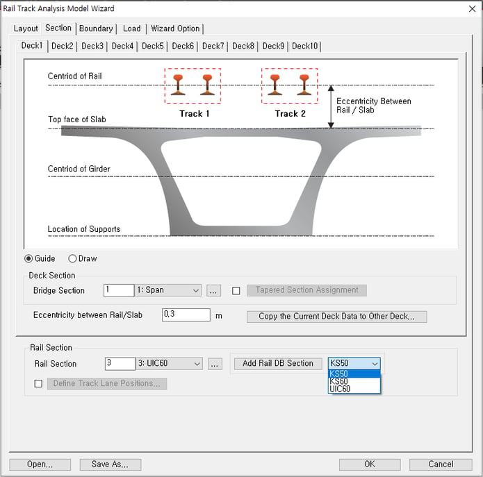 Figure 5. Section tab of the RSI Wizard