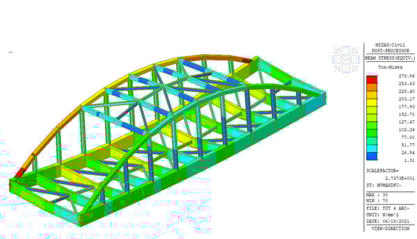 Fig. 10 Von-Mises Stress for Cross Bracing near mid-span