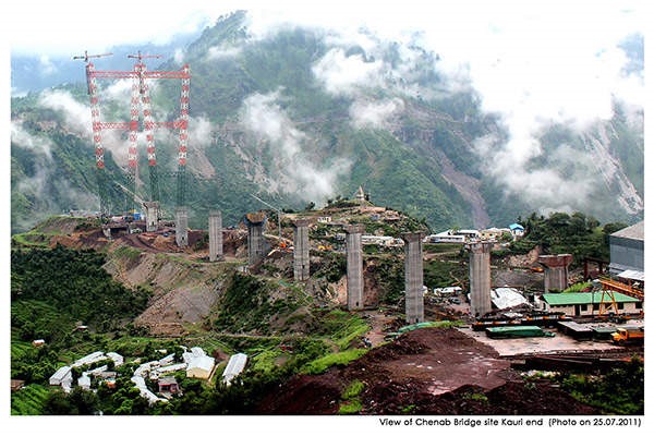 View of Chenab Bridge stie Kouri end