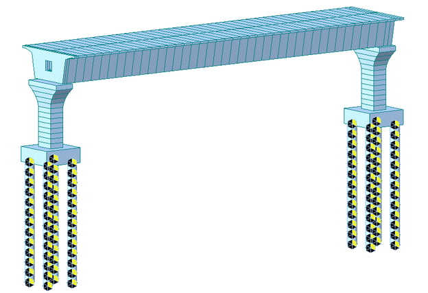 Fig 4. Spring analogy model for Bridge application in midas Civil