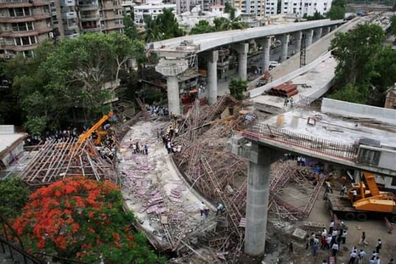 Fig1. The Athwalines bridge collapse, Surat, India (2014) (Source- The Indian Express)