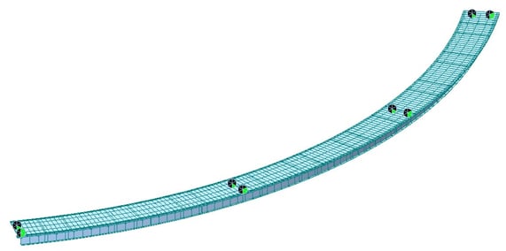 Fig7. 3D rendered view of a 3 span contnous curved bridge