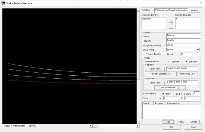 DXF Import of Tendon Profile