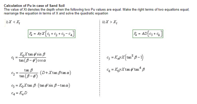 Figure 3.2 Calculation of PU in case of Sand Soil