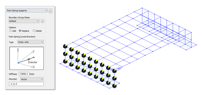 Figure 3.7 Sample of Auto-calculated Lateral Compression-only Spring in the Abutment