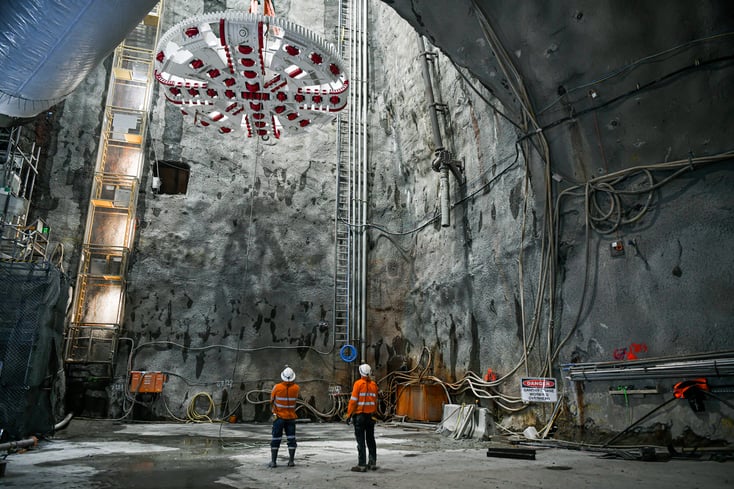 Figure 2. TMB cutterhead being lowered underground