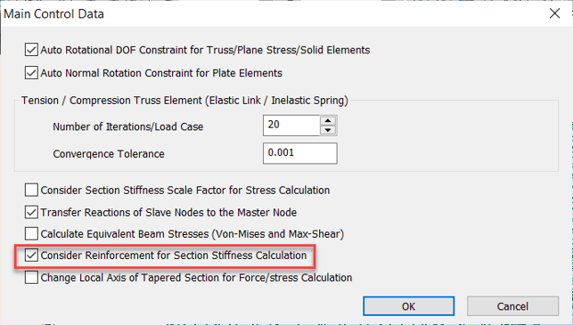 1. Main control data dialog box