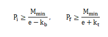 The initial/maximum prestress force (Pi) and the final/minimum prestress force (Pf) of the tension