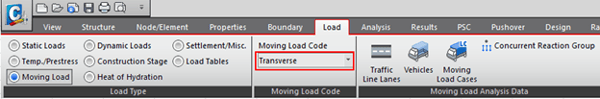 Step 2. Select Transverse for Moving Load Code.