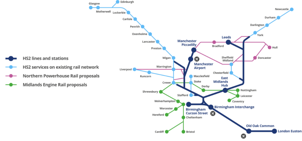 Fig: HS2 lines and station plan