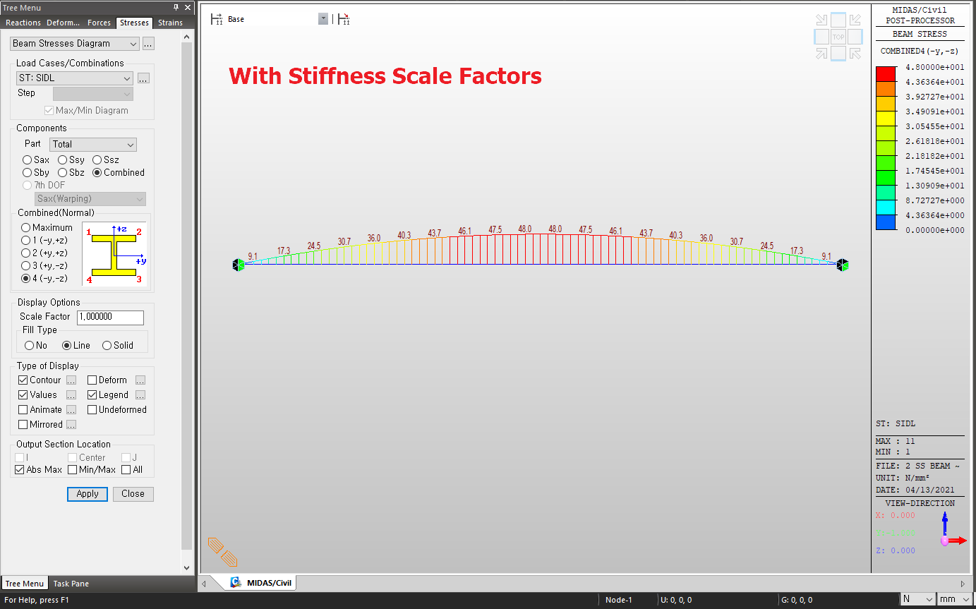 Stress Results with Stiffness Scale Factors