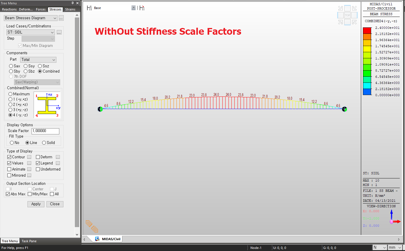 Stress Results without Stiffness Scale Factors