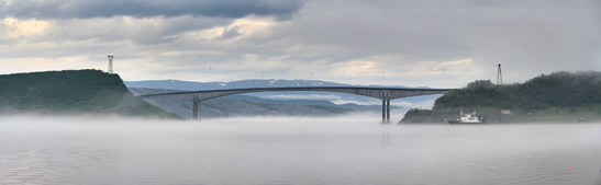Sundoy Bridge from Leirfjord, Norway : 298m, 2003 Year